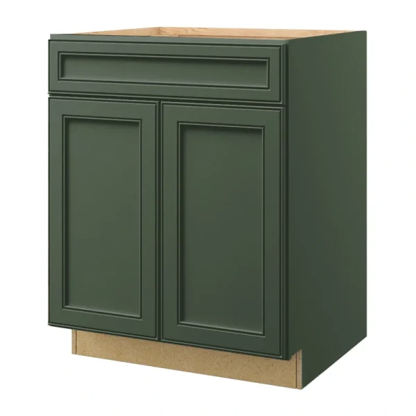 allen + roth Heathrow 27-in W x 34.5-in H x 24-in D Sage Sink Base Fully Assembled Cabinet (Recessed Panel Square Style)