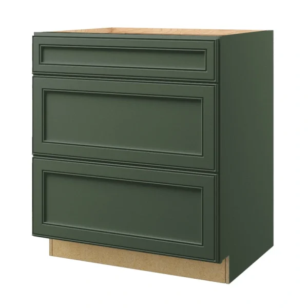 allen + roth Heathrow 30-in W x 34.5-in H x 24-in D Sage 3-Drawer Base Fully Assembled Cabinet (Recessed Panel Style)