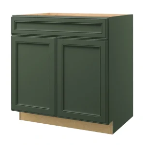 allen + roth Heathrow 30-in W x 34.5-in H x 24-in D Sage Sink Base Fully Assembled Cabinet (Recessed Panel Square Style) T726926488