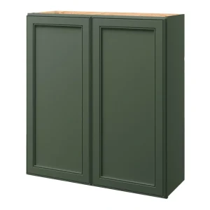 allen + roth Heathrow 33-in W x 39.125-in H x 12-in D Sage Wall Fully Assembled Cabinet (Recessed Panel Square Door Style)