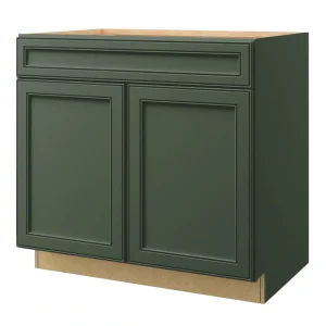 allen + roth Heathrow 36-in W x 34.5-in H x 24-in D Sage 1-Drawer Base Fully Assembled Cabinet (Recessed Panel Square Style)