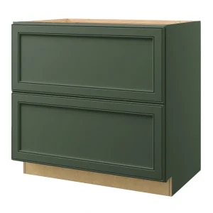 allen + roth Heathrow 36-in W x 34.5-in H x 24-in D Sage 2-Drawer Base Fully Assembled Cabinet (Recessed Panel Style)