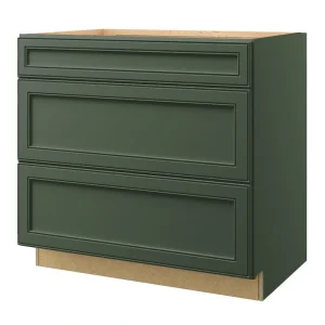 allen + roth Heathrow 36-in W x 34.5-in H x 24-in D Sage 3-Drawer Base Fully Assembled Cabinet (Recessed Panel Style)