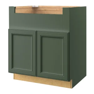 allen + roth Heathrow 36-in W x 34.5-in H x 24-in D Sage Apron Front Sink Base Fully Assembled Cabinet (Recessed Panel Square Style)