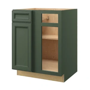allen + roth Heathrow 36-in W x 34.5-in H x 24-in D Sage Blind 1-Drawer Corner Base Fully Assembled Cabinet (Recessed Panel Mitered Style)