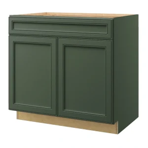 allen + roth Heathrow 36-in W x 34.5-in H x 24-in D Sage Sink Base Fully Assembled Cabinet (Recessed Panel Square Style)