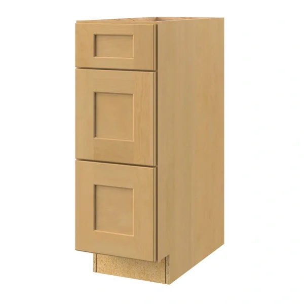 allen + roth Innsbrook 12-in W x 34.5-in H x 24-in D Rye 3-Drawer Base Fully Assembled Cabinet (Flat Panel Style)