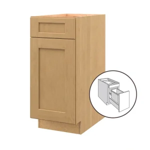 allen + roth Innsbrook 15-in W x 34.5-in H x 24-in D Rye 1-Drawer Pull-out Wastebasket Base Fully Assembled Cabinet (Flat Panel Shaker Style)