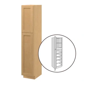 allen + roth Innsbrook 15-in W x 84-in H x 24-in D Rye Pantry Fully Assembled Cabinet (Flat Panel Shaker Door Style)