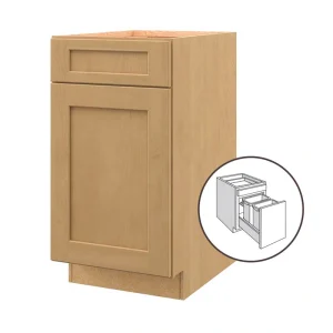 allen + roth Innsbrook 18-in W x 34.5-in H x 24-in D Rye 1-Drawer Pull-out Wastebasket Base Fully Assembled Cabinet (Flat Panel Shaker Style)