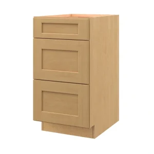 allen + roth Innsbrook 18-in W x 34.5-in H x 24-in D Rye 3-Drawer Base Fully Assembled Cabinet (Flat Panel Style)