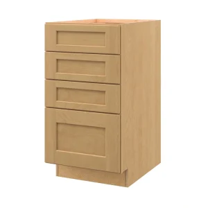allen + roth Innsbrook 18-in W x 34.5-in H x 24-in D Rye 4-Drawer Base Fully Assembled Cabinet (Flat Panel Style)