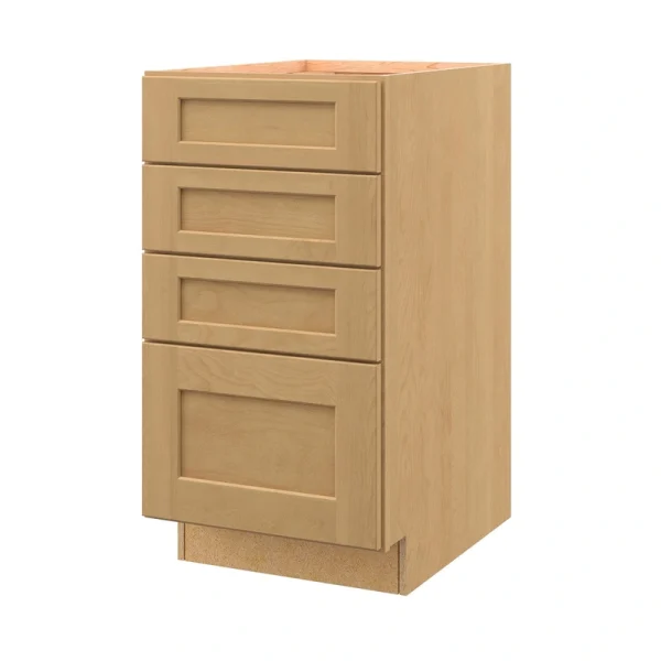 allen + roth Innsbrook 18-in W x 34.5-in H x 24-in D Rye 4-Drawer Base Fully Assembled Cabinet (Flat Panel Style)