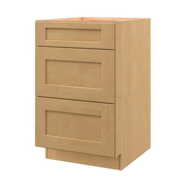 allen + roth Innsbrook 21-in W x 34.5-in H x 24-in D Rye 3-Drawer Base Fully Assembled Cabinet (Flat Panel Style)