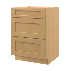 allen + roth Innsbrook 24-in W x 34.5-in H x 24-in D Rye 3-Drawer Base Fully Assembled Cabinet (Flat Panel Style)