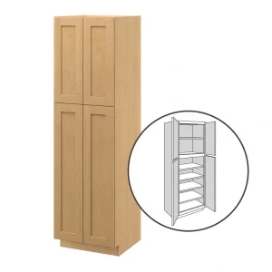 allen + roth Innsbrook 24-in W x 84-in H x 24-in D Rye Pantry Fully Assembled Cabinet (Flat Panel Shaker Door Style)