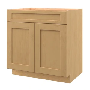 allen + roth Innsbrook 33-in W x 34.5-in H x 24-in D Rye 1-Drawer Base Fully Assembled Cabinet (Flat Panel Shaker Style)