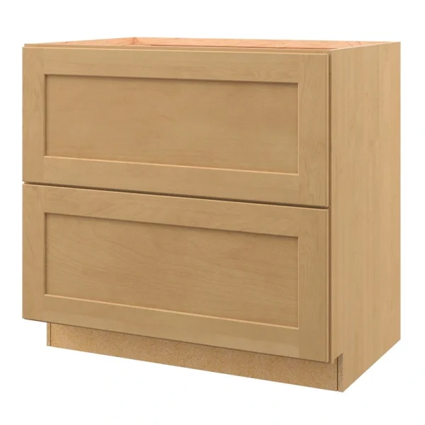 allen + roth Innsbrook 36-in W x 34.5-in H x 24-in D Rye 2-Drawer Base Fully Assembled Cabinet (Flat Panel Style)