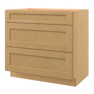 allen + roth Innsbrook 36-in W x 34.5-in H x 24-in D Rye 3-Drawer Base Fully Assembled Cabinet (Flat Panel Style)