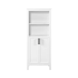 allen + roth Lenoir 24-in x 60-in x 16-in Swan White Freestanding Soft Close Linen Cabinet