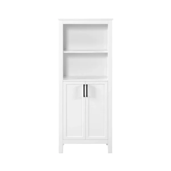allen + roth Lenoir 24-in x 60-in x 16-in Swan White Freestanding Soft Close Linen Cabinet