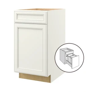 allen + roth McKeller 18-in W x 34.5-in H x 24-in D Linen 1-Drawer Pull-out Wastebasket Base Fully Assembled Cabinet (Flat Panel Square Style)