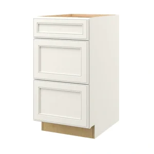 allen + roth McKeller 18-in W x 34.5-in H x 24-in D Linen 3-Drawer Base Fully Assembled Cabinet (Flat Panel Style)