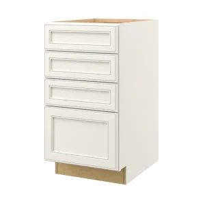 allen + roth McKeller 18-in W x 34.5-in H x 24-in D Linen 4-Drawer Base Fully Assembled Cabinet (Flat Panel Style)