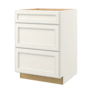 allen + roth McKeller 24-in W x 34.5-in H x 24-in D Linen 3-Drawer Base Fully Assembled Cabinet (Flat Panel Style)