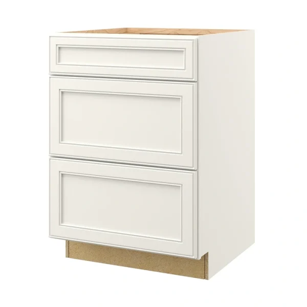 allen + roth McKeller 24-in W x 34.5-in H x 24-in D Linen 3-Drawer Base Fully Assembled Cabinet (Flat Panel Style)