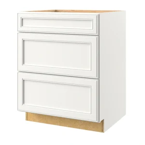 allen + roth McKeller 27-in W x 34.5-in H x 24-in D Linen 3-Drawer Base Fully Assembled Cabinet (Flat Panel Style)