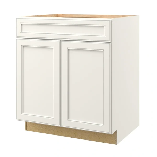 allen + roth McKeller 30-in W x 34.5-in H x 24-in D Linen 1-Drawer Base Fully Assembled Cabinet (Flat Panel Square Style)