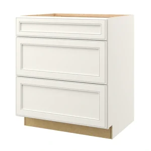 allen + roth McKeller 30-in W x 34.5-in H x 24-in D Linen 3-Drawer Base Fully Assembled Cabinet (Flat Panel Style)