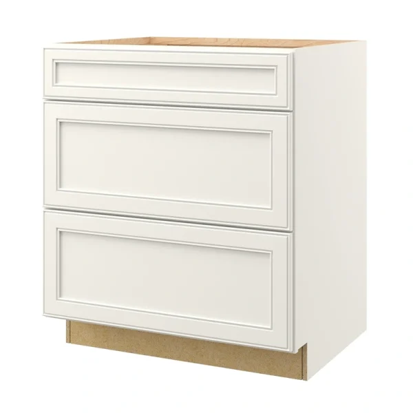 allen + roth McKeller 30-in W x 34.5-in H x 24-in D Linen 3-Drawer Base Fully Assembled Cabinet (Flat Panel Style)