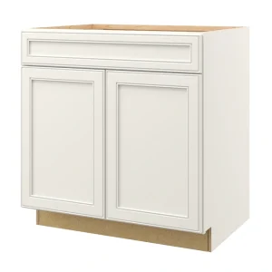 allen + roth McKeller 33-in W x 34.5-in H x 24-in D Linen 1-Drawer Base Fully Assembled Cabinet (Flat Panel Mitered Style)