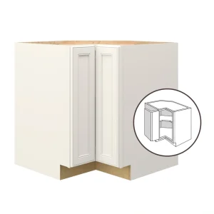 allen + roth McKeller 33-in W x 34.5-in H x 24-in D Linen Diagonal Corner Base Fully Assembled Cabinet (Flat Panel Mitered Style)