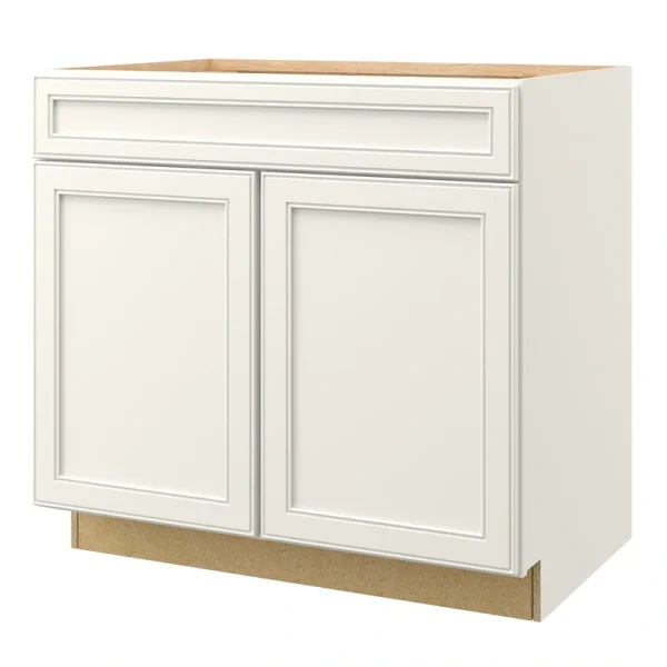 allen + roth McKeller 36-in W x 34.5-in H x 24-in D Linen 1-Drawer Base Fully Assembled Cabinet (Flat Panel Square Style)
