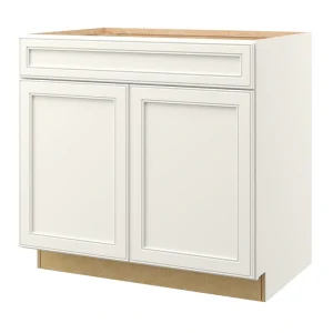 allen + roth McKeller 36-in W x 34.5-in H x 24-in D Linen Base Fully Assembled Cabinet (Flat Panel Mitered Door Style)