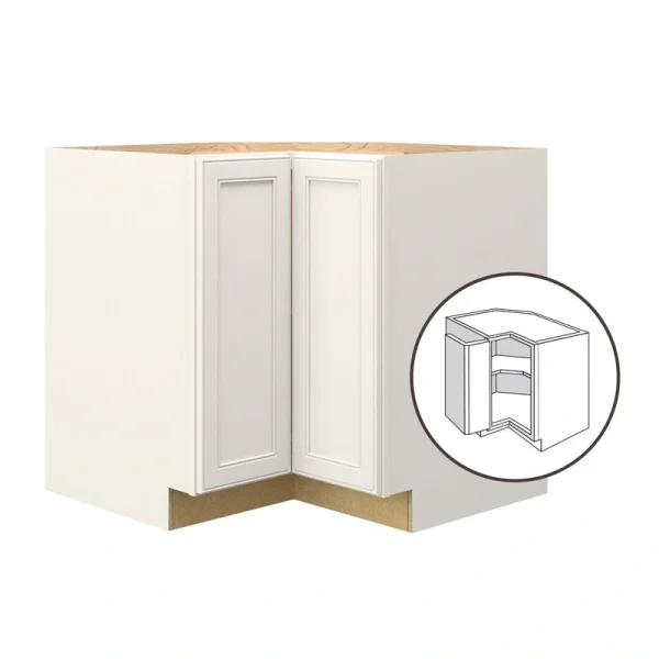 allen + roth McKeller 36-in W x 34.5-in H x 24-in D Linen Diagonal Corner Base Fully Assembled Cabinet (Flat Panel Square Style) T726926197