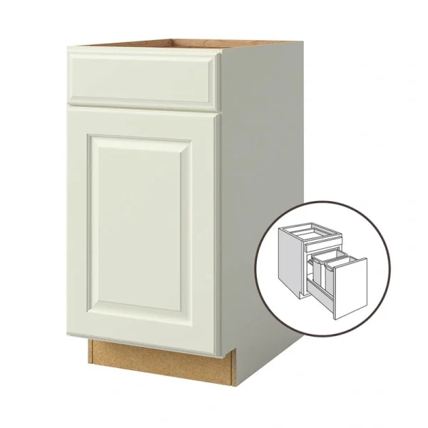 allen + roth Pattingham 18-in W x 34.5-in H x 24-in D Harbor 1-Drawer Pull-out Wastebasket Base Fully Assembled Cabinet (Raised Panel Square Style)