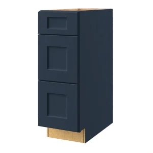 allen + roth Port 12-in W x 34.5-in H x 24-in D Navy 3-Drawer Base Fully Assembled Cabinet (Flat Panel Style)