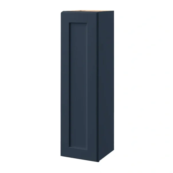 allen + roth Port 12-in W x 42.125-in H x 12-in D Navy Wall Fully Assembled Cabinet (Flat Panel Shaker Door Style)