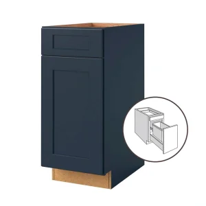 allen + roth Port 15-in W x 34.5-in H x 24-in D Navy 1-Drawer Pull-out Wastebasket Base Fully Assembled Cabinet (Flat Panel Shaker Style)
