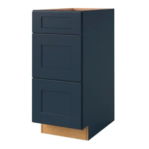 allen + roth Port 15-in W x 34.5-in H x 24-in D Navy 3-Drawer Base Fully Assembled Cabinet (Flat Panel Style)