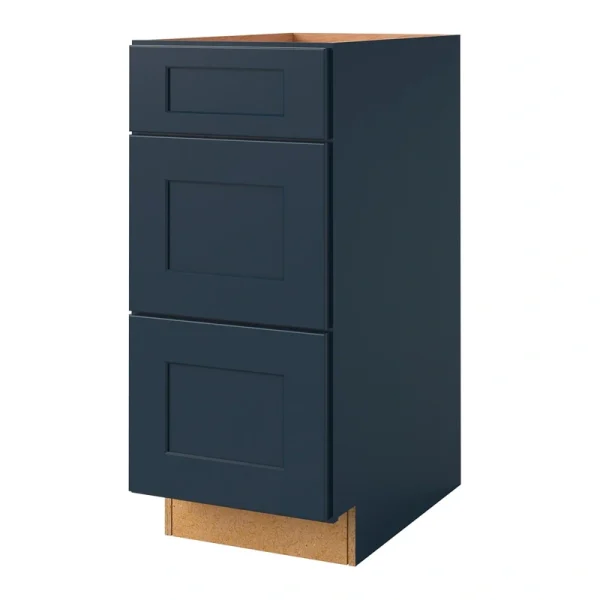 allen + roth Port 15-in W x 34.5-in H x 24-in D Navy 3-Drawer Base Fully Assembled Cabinet (Flat Panel Style)