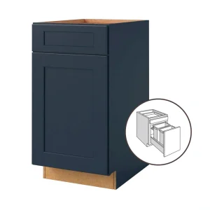 allen + roth Port 18-in W x 34.5-in H x 24-in D Navy 1-Drawer Pull-out Wastebasket Base Fully Assembled Cabinet (Flat Panel Shaker Style)