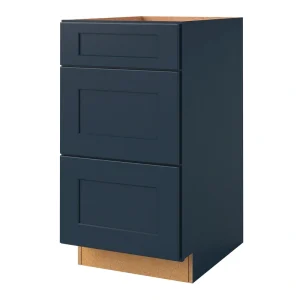 allen + roth Port 18-in W x 34.5-in H x 24-in D Navy 3-Drawer Base Fully Assembled Cabinet (Flat Panel Style)