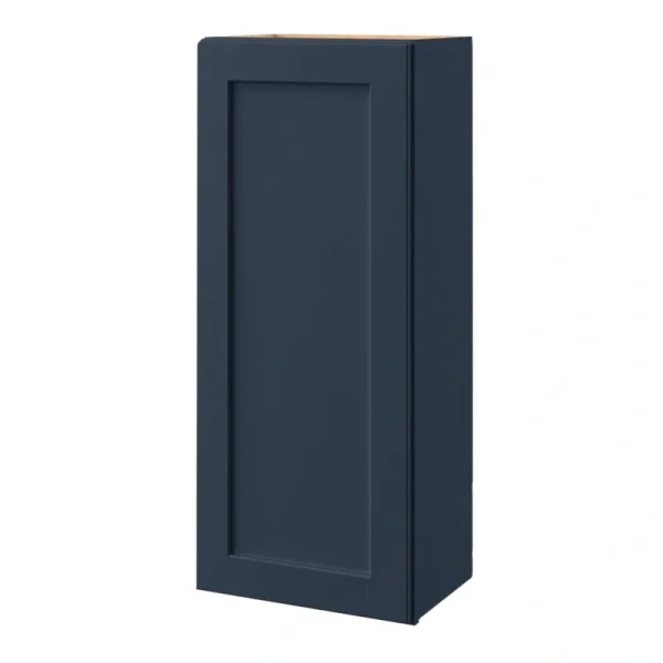 allen + roth Port 18-in W x 42.125-in H x 12-in D Navy Wall Fully Assembled Cabinet (Flat Panel Shaker Door Style)