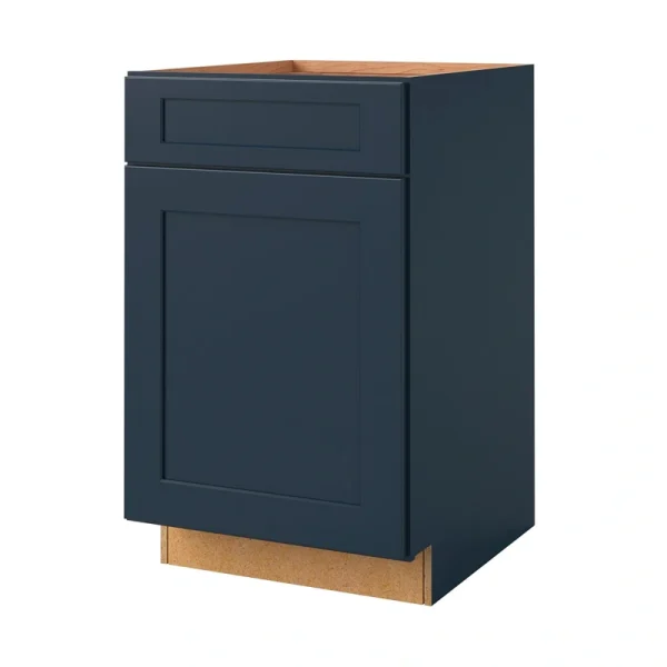 allen + roth Port 21-in W x 34.5-in H x 24-in D Navy 1-Drawer Base Fully Assembled Cabinet (Flat Panel Shaker Style)