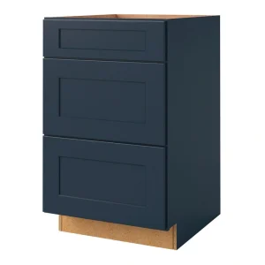 allen + roth Port 21-in W x 34.5-in H x 24-in D Navy 3-Drawer Base Fully Assembled Cabinet (Flat Panel Style)